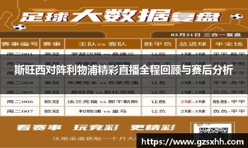 斯旺西对阵利物浦精彩直播全程回顾与赛后分析