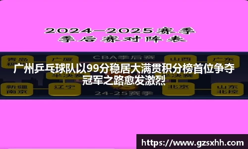 广州乒乓球队以99分稳居大满贯积分榜首位争夺冠军之路愈发激烈