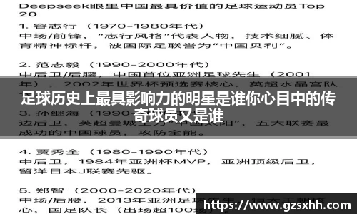 足球历史上最具影响力的明星是谁你心目中的传奇球员又是谁